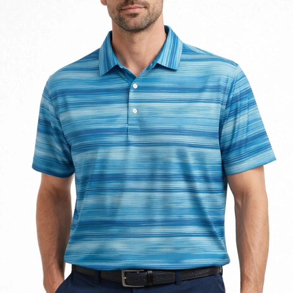 Hickey Freeman Short Sleeve Golf Polo in Aqua